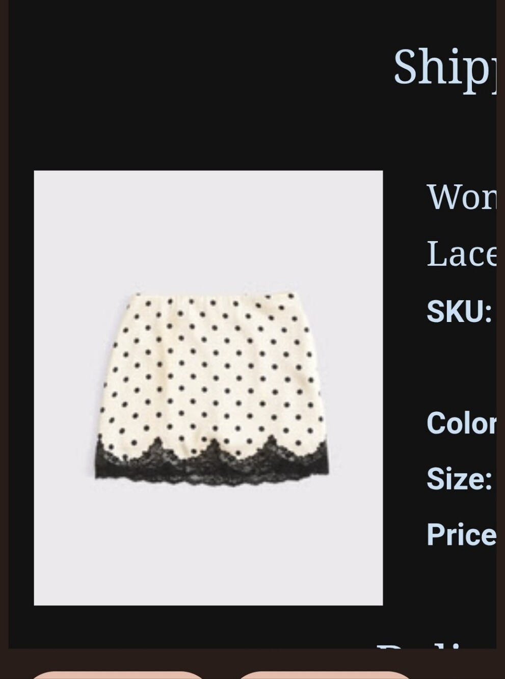 NWT Abercrombie Women's Lace Hem Mini Skort - Dot Print - XL